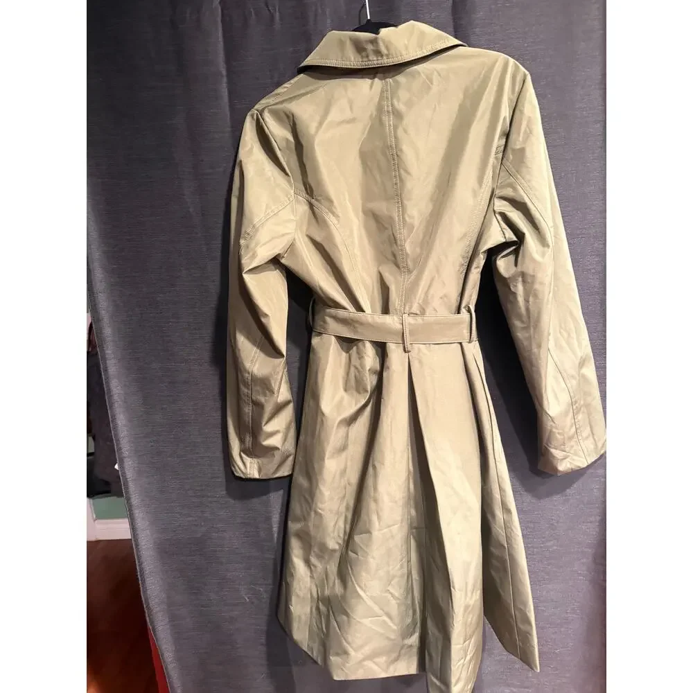 Jessica London pleated Trench coat in dark Olive Green - Picture 4 of 4